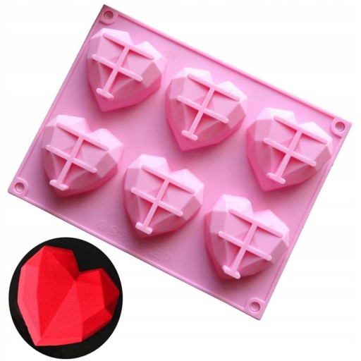 Silikónová forma na tortu 6 x Heart Diamonds Chocolates MF-017