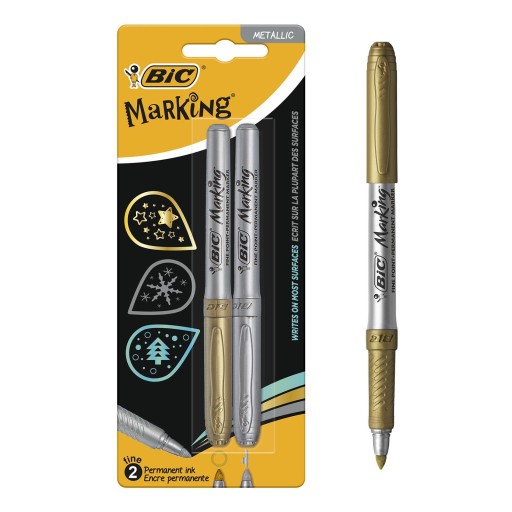 BIC PERMANENTNÝ ZNAČOVAČ METALICKÝ ZLATÝ A STRIEBORNÝ X2