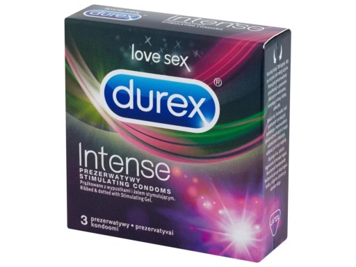 Durex Durex Intense kondómy 3 ks s rebrami a stimulačným gélom