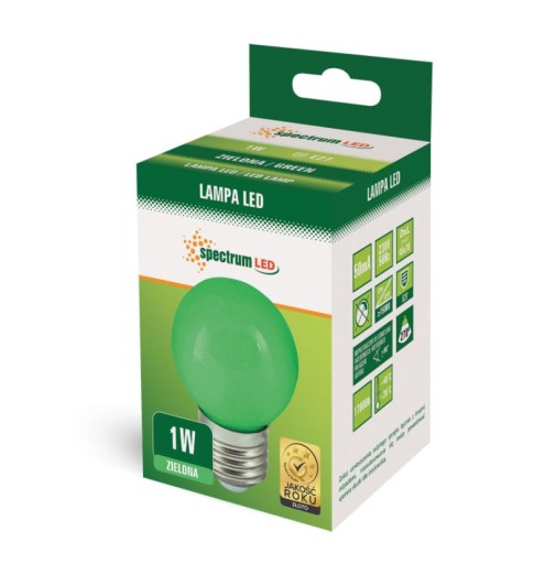 E27 LED žiarovka, zelená, dekoratívna farba