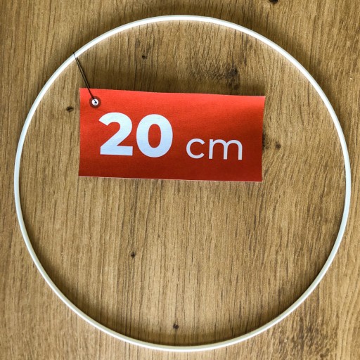 BIELY prsteň na lapač snov, 20 cm, kovový kruh
