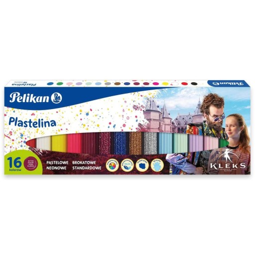 Školská plastelína Pelikan Akademia pána Kleksu, 16 intenzívnych farieb