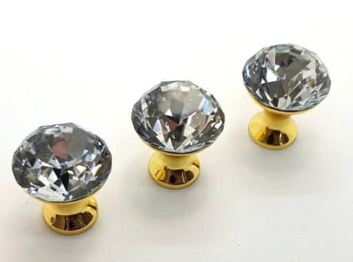 KĽÚČKA NA NÁBYTOK ZLATÁ KĽUČKA CRYSTAL FI30 KRÁSNY DIAMANT