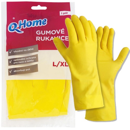 RUKAVICE GUMOVÉ RUKAVICE DO DOMÁCNOSTI PEVNÉ, ŽLTÉ L/XL pár (2 ks)