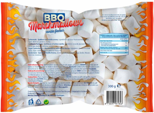 BBQ Marshmallows Vanilkové Marshmallows Na grilovanie Ohnisko Marshmallow 300g z Holandska