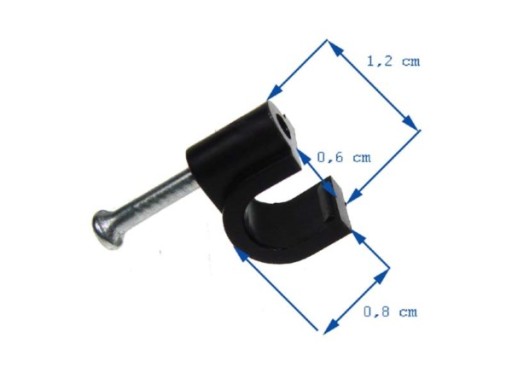 Kruhový držiak kábla 6mm KN6 100ks čierny s klincom (0391a)