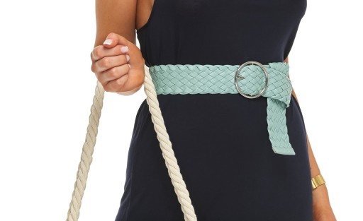 PLOTED BELT, eko koža, strieborná pracka, mint