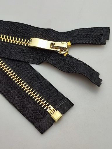 Kovový posuvný zámok na zips #5, leštené zlato, 75 cm