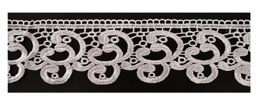 Guipure Lace Ozdobná stuha, biela, na závesy, 8 cm