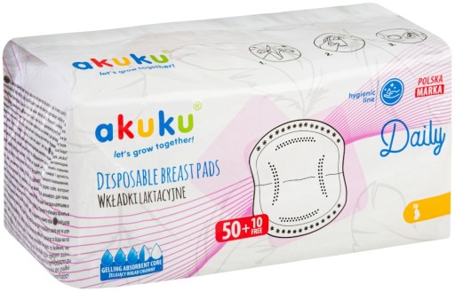 Akuku Daily podložky na dojčenie 50+10 ks 60 ks.
