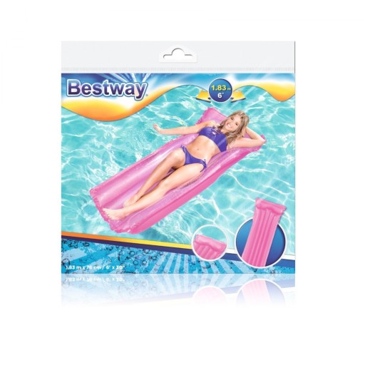 Farebný plážový matrac priehľadný 183 x 76 cm BESTWAY ružový