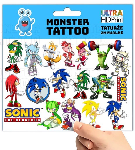 UMÝVAJÚCE DOČASNÉ TETOVANIE PRE DETI DETSKÉ SONIC ORIGINÁLNE DIZAJNY