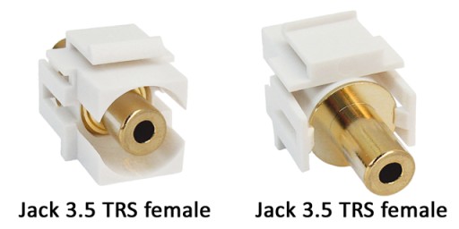 JACK konektor 3,5mm 3P TRS stereo zásuvka-zásuvka KEYSTONE biela