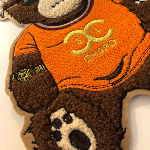 Nášivka El Chapo Teddy Bear, veľká vyšívaná aplikácia