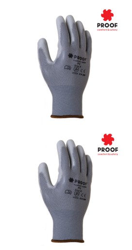 OCHRANNÉ PRACOVNÉ RUKAVICE POVRCHOVANÉ S POLYURETÁNOVOU ŠEDOU PROOF GREY Veľkosť 9 10 párov