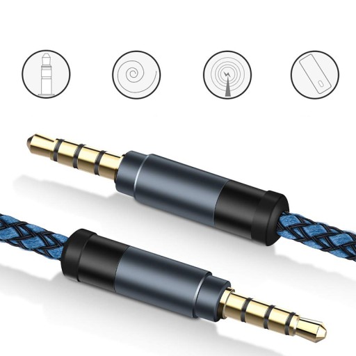 KÁBEL AUDIO MINI KONEKTOR 3,5 MM AUX KÁBEL DLHÝ PEVNÝ VYZTUŽENÝ NYLON 1,5 m