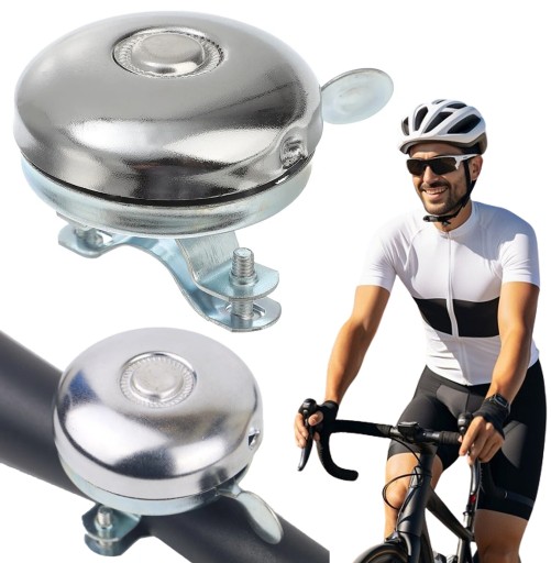 HLASITÝ TRADIČNÝ STRIEBORNÝ KOVOVÝ ZVON NA BICYKEL