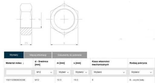 Pozinkovaná šesťhranná matica M12