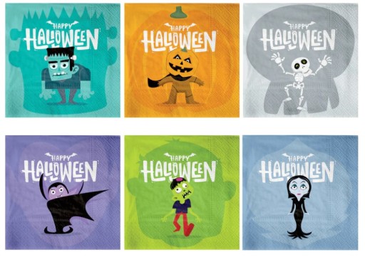HALLOWEENSKÉ obrúsky MONSTER PUMPKIN GHOST VAMPIRE 12 ks