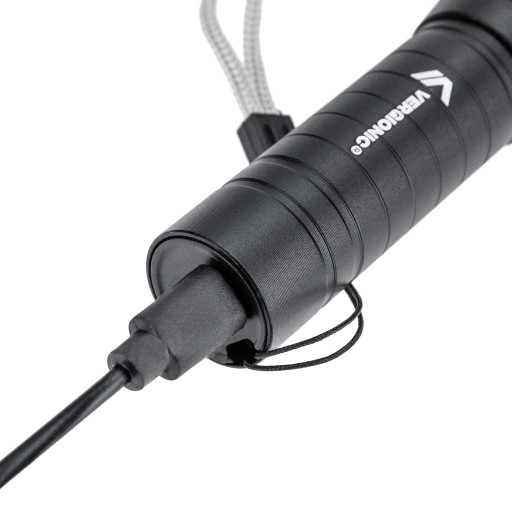 Taktická dobíjacia LED baterka s káblom + súprava pevného puzdra + ZOOM