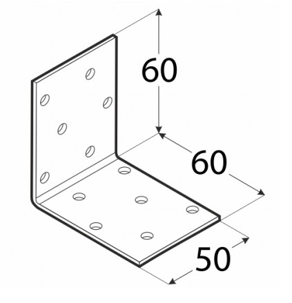 KONEKTORY MONTÁŽNY UHOL 60x60x50x2,0 KM18 10ks