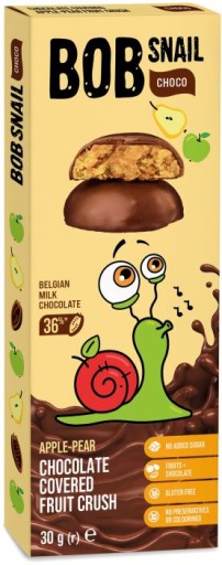 SLNEČIACI SNACK Bob Slimák jablkovo-hruškový TORTA 30g s ČOKOLÁDOU bez CUKRU