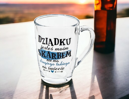 SKLENENÝ hrnček PRE DEDKA, DEDKO TY SI MÔJ POKLAD DEŇ STARÝCH RODIČOV 300 ML