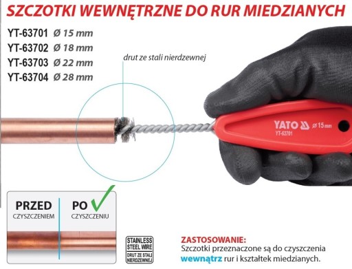 VNÚTORNÁ KEFA NA MEDENÉ RÚRY 22MM YATO