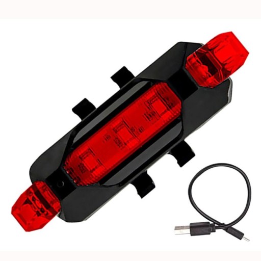 5 LED zadné svetlo na bicykel, 5V nabíjanie cez USB