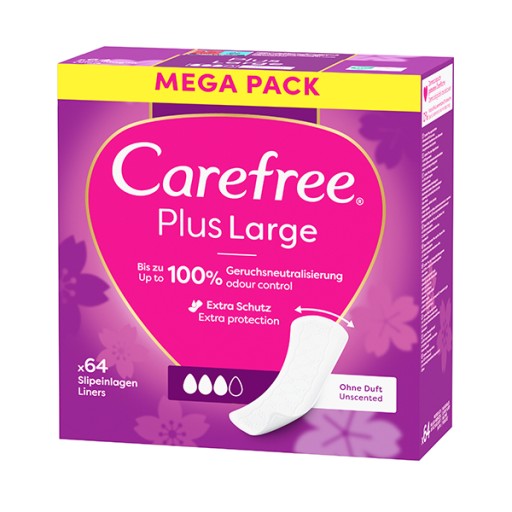 CAREFREE Plus Veľké hygienické vložky Light Scent 64 ks