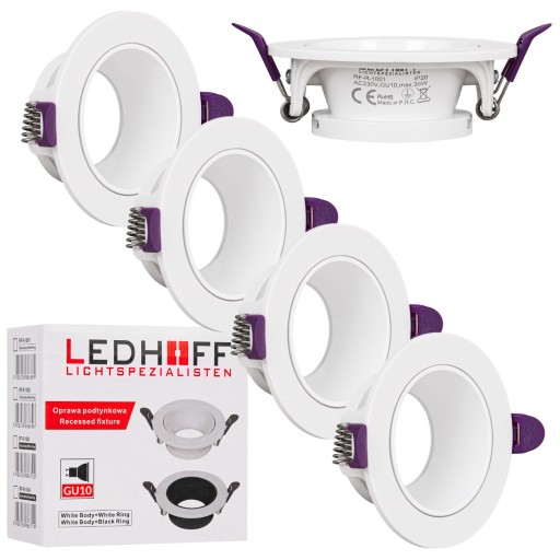 4X Zapustená halogénová lampa MOVABLE GU10 White LED Eyelet Zapustená LED