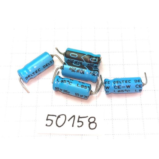 Kondenzátor Elektrolyt 10uF 25V 5x12 axiálny x50