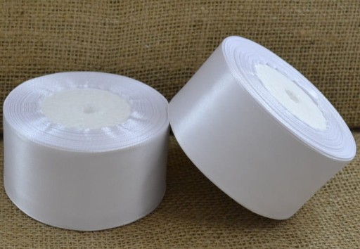 Ozdobná saténová stuha, svadobné hostie, 38mm, 32mb, biela