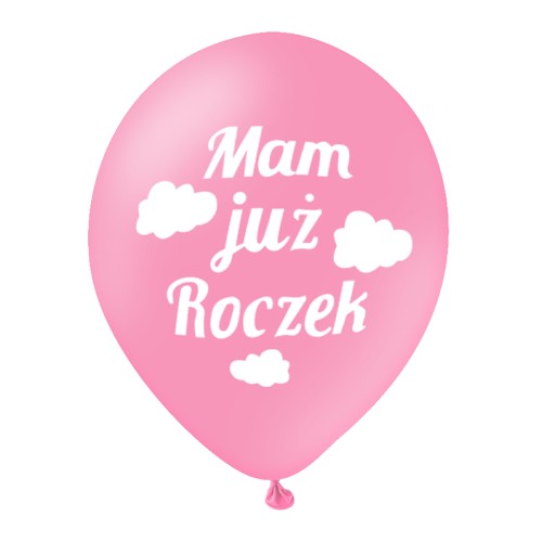 Balónik s potlačou MÁM UŽ ROK, ružový, 1. narodeniny