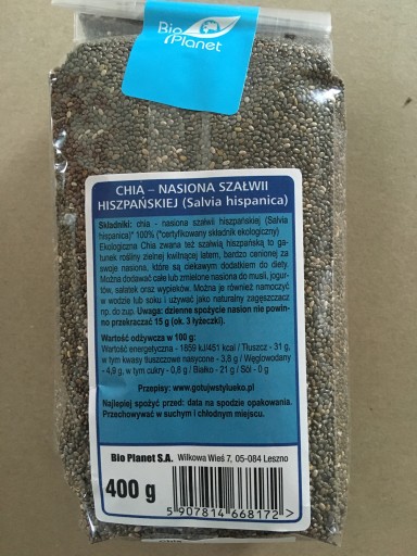 CHIA - SEMIENKA ŠALVIIE ŠPANIELSKEJ BIO 400 g - BI