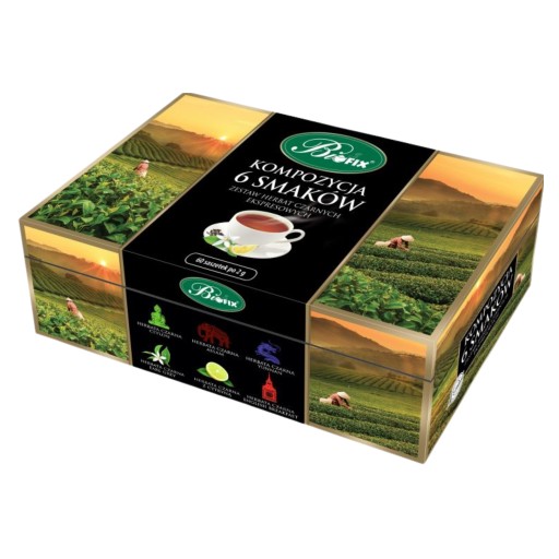Súprava čierneho čaju Bifix, 6 príchutí