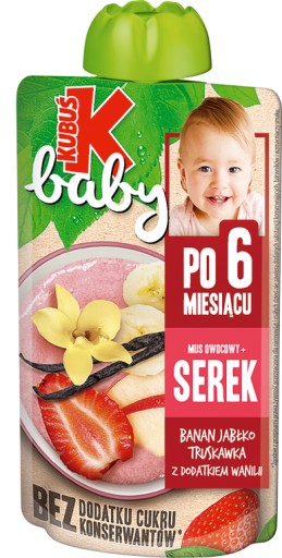 Kubuś Baby MUS dezertný syr Banán Jahoda Vanilka 100 g