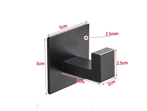 Háčik na stenu do kúpeľne háčik čierny samolepiaci na uteráky 5 x 5 cm