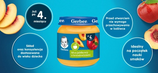 Gerber Jablková omáčka s broskyňami po 4 mesiacoch 125g