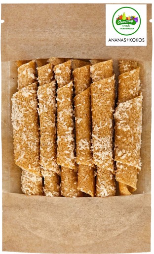 OVOCNÉ VALCE Ananás s kokosom 50g Prírodný ovocný snack Ananás