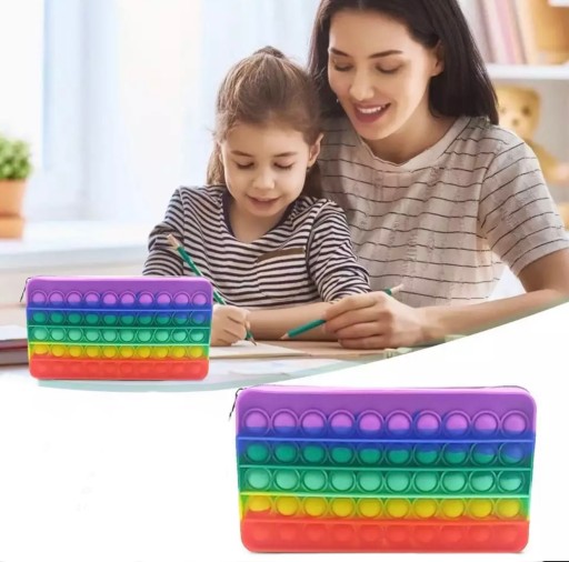 ŠKOLSKÝ Peračník POP IT TAŠKA DÚHOVÁ FAREBNÁ HRAČKA POPIT PERERAČKY