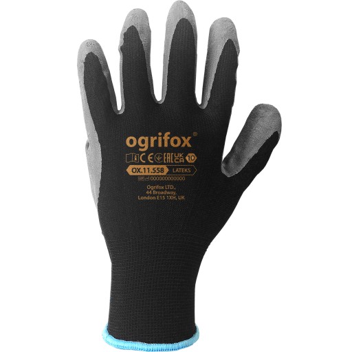 OCHRANNÉ PRACOVNÉ RUKAVICE S LATEXOVÝM POVRCHOM ČIERNA R.10