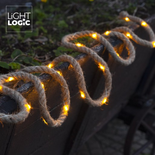 LANOVÁ LED solárna girlanda, jutové lano 3m IP44 WW