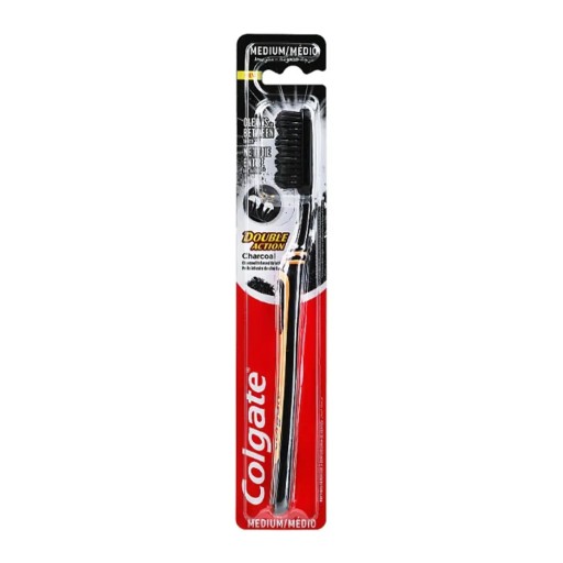 Colgate DOUBLE ACTION uhlíková zubná kefka s uhlím MEDIUM stredná