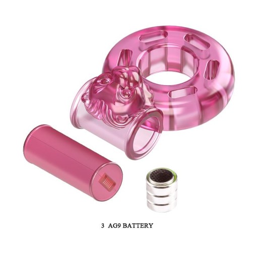 Prsteň BAILE Vibračný erekčný krúžok - Naťahovací krúžok VIBRATOR & CONDOM