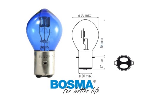 Bosma žiarovka 12v 35/35w ba20d modrá