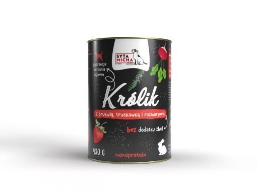 ZAJÍC MICHA SEDENIE S PLNKOU, JAHODA, ROZMARÍN 400g BEZOBRNNÉ VLHKÉ KRMIVO