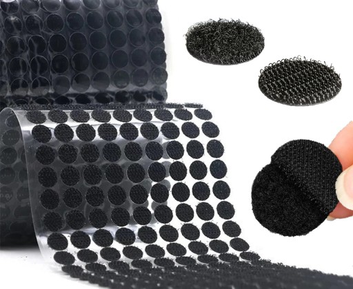 Samolepiace krúžky na suchý zips 10 mm 126 párov ČIERNA