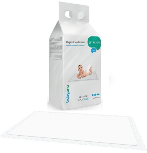 BABYONO HYGIENICKÉ JEDNORÁZOVÉ PREBAĽOVACIE PODLOŽKY 40x60 20 ks 513/20