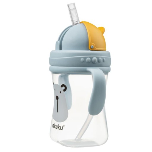 AKUKU HRNČEK, FĽAŠA S RUBIČKOU, SLAMKA, RÚČKY, 300ml, 9m+